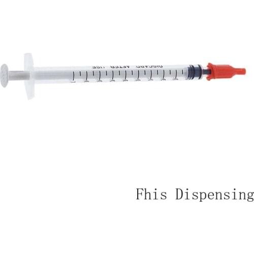 New Plastic with tip Orange Cap Dispensing Syringes 1cc 1ml Pack of 30