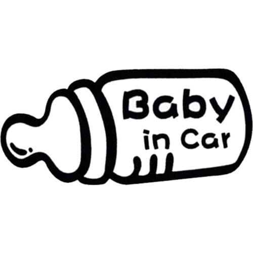 Baby In Car Creative Bottle Modeling Car Stickers Warning Signs vinyl decals Black/Silver 19.2*9CM T-00055
