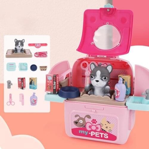 Kids Simulation Pet Backpack Practical Exquisite Plastic Pretend Play Pet Care Bag Set for Gifts