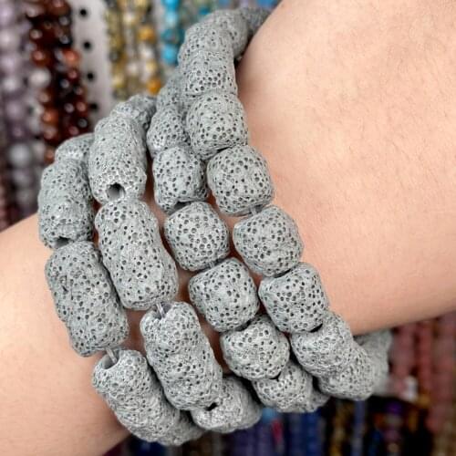 Dull Polish Natural Grey Volcanic Rock Stone Lava Loose Spacer Beads Matte Beads For Jewelry Making Diy Bracelet Accessories 15