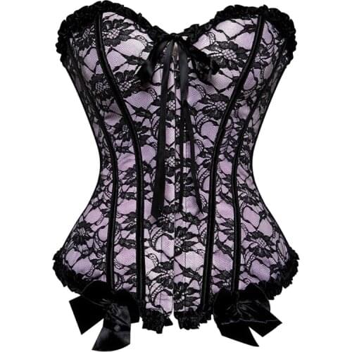 Sexy Lace Flowers Overbust Corset Women Lingerie Body Shaper Slimming Gothic Bustiers Top Waist Trainer Plus Size S-6XL