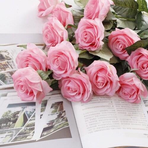 10pcs/lot Silk Flowers Latex Real Touch Rose Artificial Flowers Decoration Wedding Bouquet Home Party Design Fake Roses Flowers