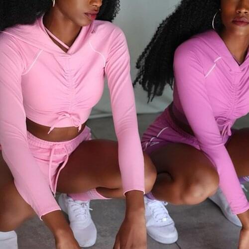 2021 Yoga Sport Suit Women Fitness Sportswear Vest Top Drawstring Hot Pants Athletic Short Sets