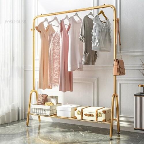 Simple Modern Household Furniture Clothes Hanger Stand Student Bedroom Hotel Coat Racks Wrought Iron Hallway Porch Storage Shelf