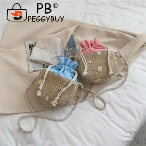 Women Summer Flower Shoulder Bags Fashion Mini Woven Semicircle Messenger Bags Women Summer Shoulder Bag HandBags