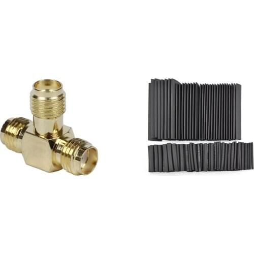 1 Pcs SMA Female to Two SMA Female Triple T RF Adapter Connector & 127Pcs Shrink Sleeving Tubing Tube Assortment Kit