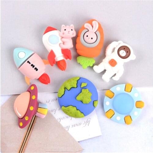 10pcs Party Decoration Resin DIY Material Accessories Rocket Astronaut Flying Saucer Mobile Phone Shell Diy Material Baby Shower