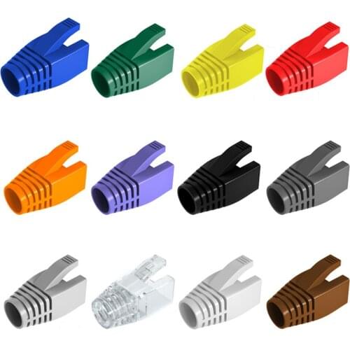 100pcs/set Multicolour Ethernet Network Cable Connector Plug RJ45 Caps RJ-45 CAT6 CAT5e Adapter Cap Cat 5 CAT6 Protective Sleeve