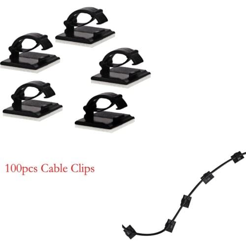 100Pcs/Lot Adhesive Car Cable Clips Cable Winder Drop Wire Tie Fixer Holder Organizer Desk Wall Cord Clamps White Black