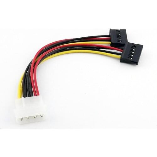 1x IDE Molex 4 Pin Male to Dual SATA 15 Pin Female ATA Y Splitter HDD Power Connector Adapter Cable 18cm