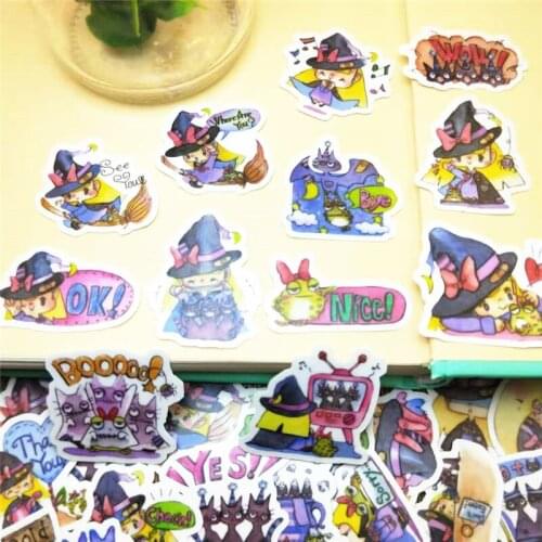 40 magic girl stickers cartoon funny scrapbook stickers for children, DIY laptop suitcase skateboard motorcycle bicycle toy