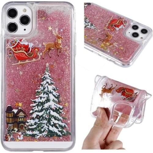 50pcs Glitter Christmas Tree Quicksand Liquid Phone Case For Iphone 11 11pro X XR XS MAX