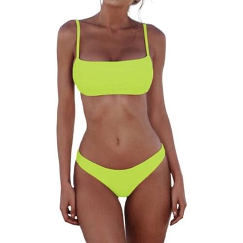 69HD Women Sexy Push Up Bra Low Waist Thongs Solid Color Bikini Set Triangle Swimsuit