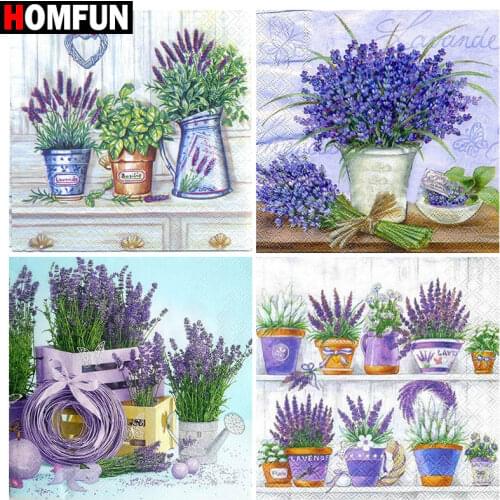 HOMFUN Full Square/Round Drill 5D DIY Diamond Painting ‘’Flowerpot lavender" 3D Embroidery Cross Stitch 5D Home Decor Gift