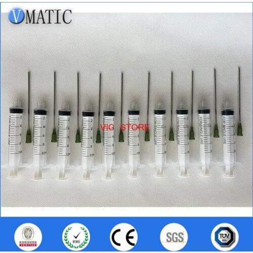 Free Shipping Non Sterilized 10Pcs 95mm Length 14G Dispensing Needle + 10cc/ml Plastic Syringe