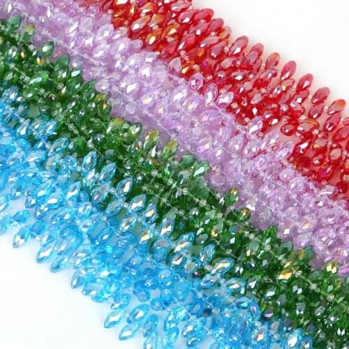 50Pcs 6x12mm Teardrop Austria Crystal Beads Faceted Glass Beads Loose Spacer Beads For DIY Jewelry Making