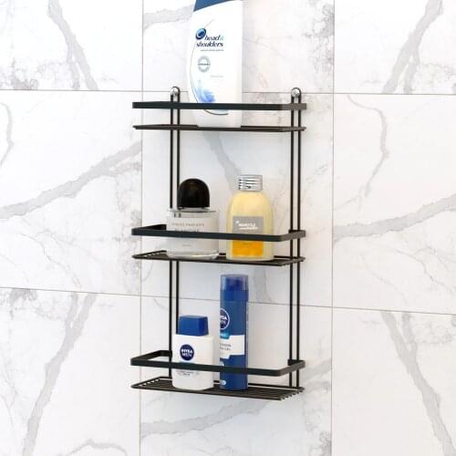 Shampoo Holder THREE-FLOOR BATH SHELF BLACK Bathroom Shower Shelves