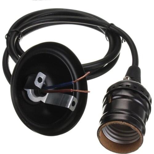 E27 Vintage Retro Ceiling Pendant Lamp Base Holder Pendant Bulb Light Screw Socket with Wire Cable Black