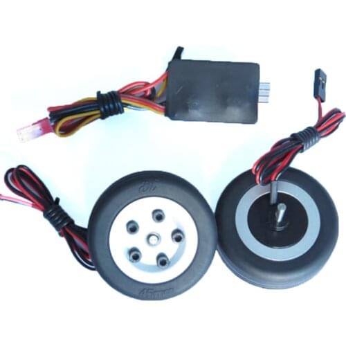 JP electric brake with 2 wheels and controller, 45mm brake wheel set for RC fixed-wing aircraft model landing gear
