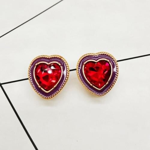 G22-3 exaggerated fashion temperament socialite anti-separtion drop glaze metallic gold plated glass earrings