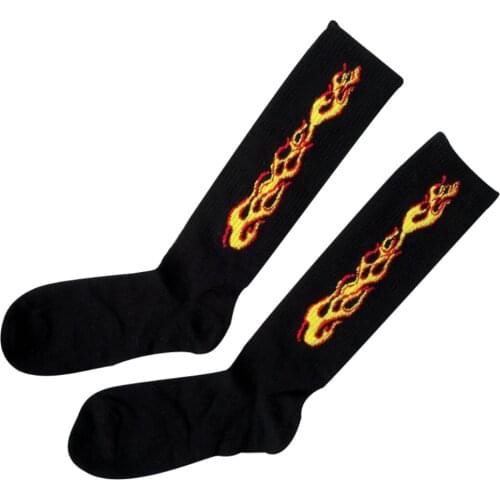 Fashion Flame Fire Cotton Socks Men Women Hip-hop Harajuku Crew Socks weat Absorbent Couple Middle Tube Socks Hosiery