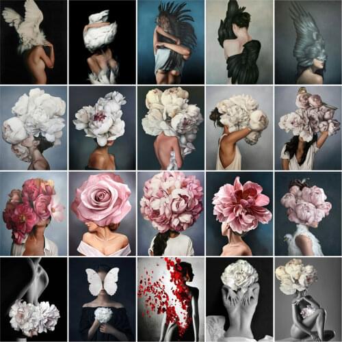 HUACAN Oil Painting By Numbers Flower Women DIY Paint By Numbers Girl On Canvas Home Decoration Diy Frame Digital Painting