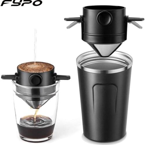 Stainless Steel Coffee Mug ,500ml Portable Pour Over Coffee Filter, Reusable Stainless Steel Cone Coffee Dripper For Christmas