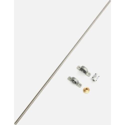 T8 600mm Stainless Steel Lead Screw Set with Mounted Ball Bearing and Shaft Coupling for Stepper Motor/Machine Guide