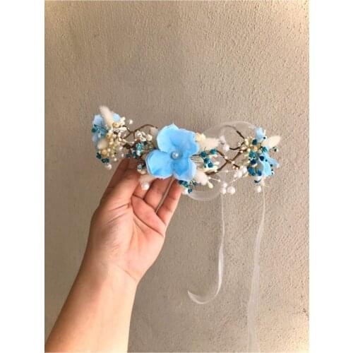 Handmade crown bride crown spring flowers baby shower dried flowers mothers crown birthday tiara newborn custom design