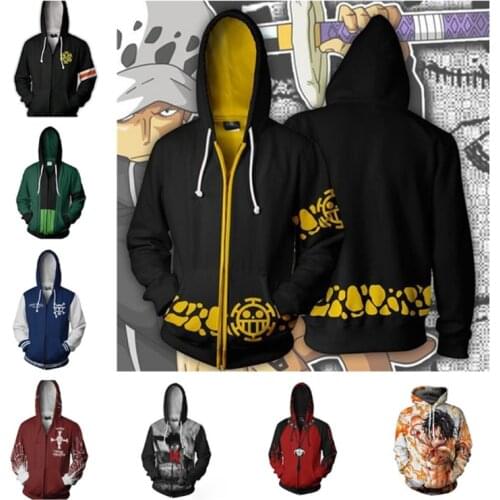 3D Printing ONE PIECE Trafalgar Law Cosplay Costume Hoodie Sweatshirts Men Women Anime Jacket Clothing Costumes