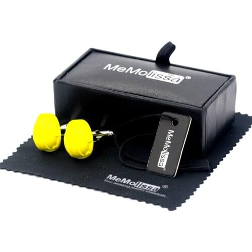 MeMolissa Display Box Cufflinks Personality Yellow Safety Hat Cufflinks High Quality for Mens Shirt Free Tag & Wipe Cloth