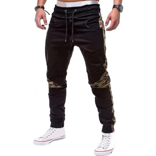 80%HOT Men Camouflage Patchwork Skinny Pants Drawstring Ankle Tied Sports Trousers