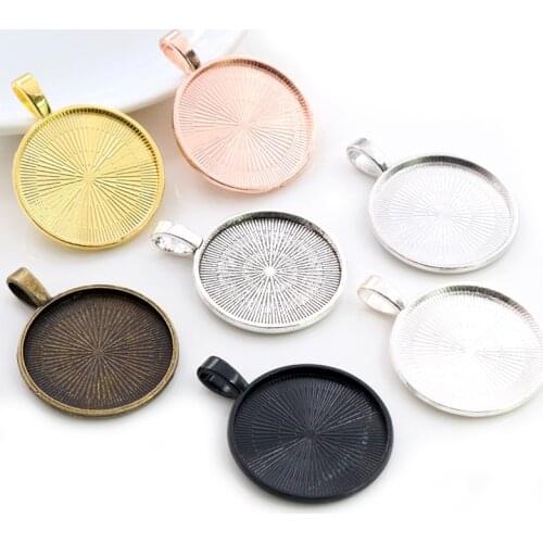 New Fashion 10pcs 25mm Inner Size 7 Colors Plated Classic Pattern Simple Style Cabochon Base Setting Charms Pendant