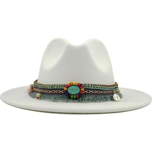 New Men Women Wide Brim Wool Felt Fedora Panama Hat with Belt Buckle Jazz Trilby Cap Party Formal Top Hat In Pink,black X XL