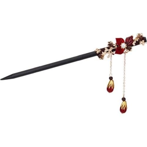New Handmade Luxury Flower Hairpins Hair Sticks Vintage Wood Chinese Hair Stick Pins For Women Hair Ornaments Head Jewelry