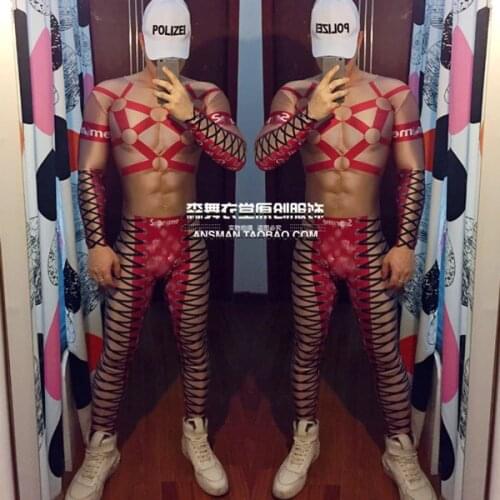 New Bar Nightclub Male Singer Tide 3d Fake Muscle Abdominal Muscles Sexy Onesies Theme Party Men Hip Hop Costume Mens Jumpsuit