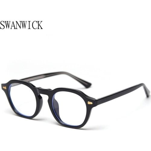 Swanwick anti blue light blocking glasses frame for women square optical eyewear clear lens men transparent black spring gifts