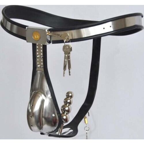 Stainless Steel Cutout Male Chastity Belt Pants Invisible Strap Penis Cock Cages Penis Bdsm Lock Chastity Devices SexToy For Men