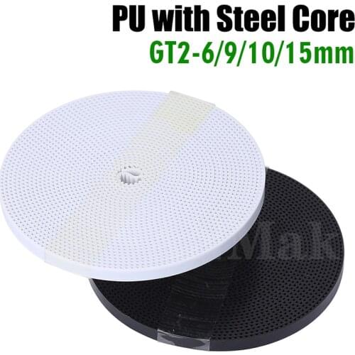 GT2 Belt PU with Steel Core GT2 Belt 2GT Timing Belt Width 6mm 10mm for 3D printer parts Anti-wear Reinforce Open Belt