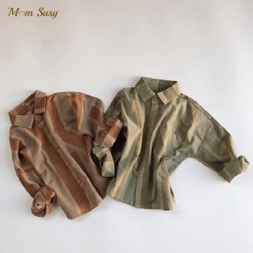 Baby Boy Girl Pure Cotton Shirt Striped Infant Toddler Child Shirt High Quality Long Sleeve Kid Outfit Baby Clothes 1-7Y
