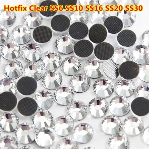 Ss6 ss20 Clear/Black/Ab Glass Crystal DMC HotFix Rhinestone Flatback Hot Fix Rhinestones Iron on Stone for Clothing Decoration