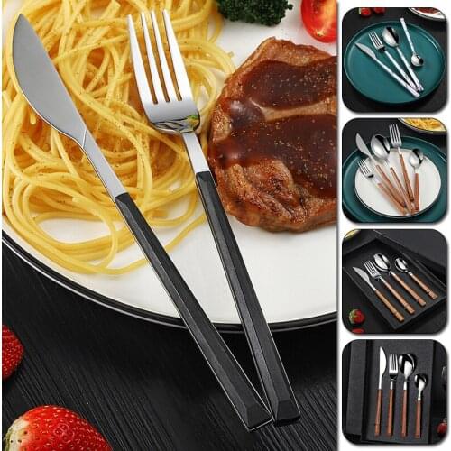 Stainless Steel Dinner Dinnerware Imitation Wood Grain Imitation Marbling Creative Knife Fork Spoon Cutlery Kitchen Tools