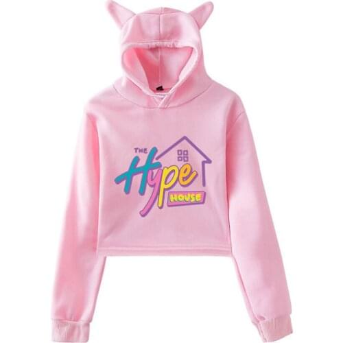 The Hype House Cat Hoodie Sweatshirts Chase Hudson Women Pullover Sweatshirts Print Casual Hooded Full Ages 16-28 Years Old 300g