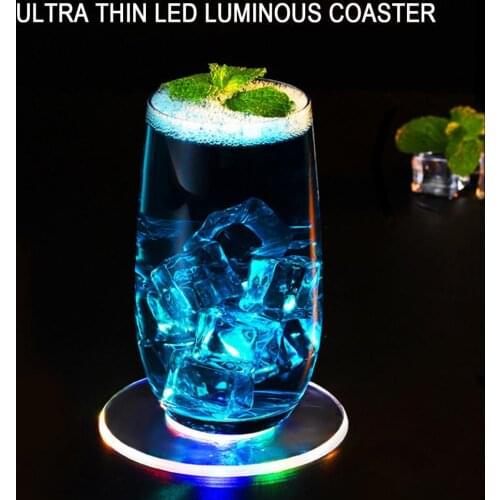 Ultra-thin Luminescent Acrylic Car LED Flash Light Cup Pad Mat Bottle Holder 2020