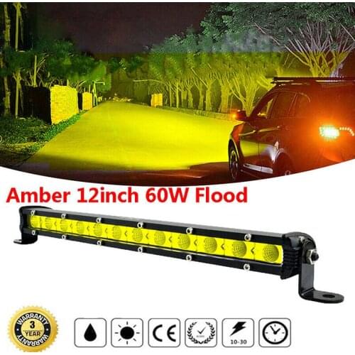 12 Inch 60w Floodlight Ultra Thin Single Row Fog Lamp Led Working Lamp Automobile Suv Truck Atv Lamp Assembly Led Fog Lamp Off R