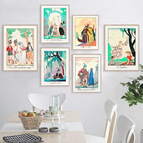 Vintage Fashion Poster Jazz Era Artwork Canvas Painting Paris Romantic Lovers Wall Picture for Living Room Home Decoration