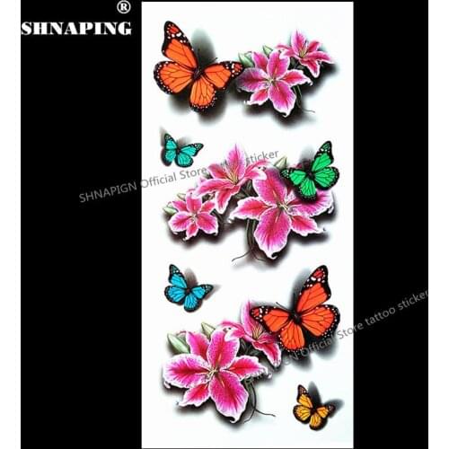 SHNAPIGN 3d Temporary Tattoo Body Art Flash Tattoo Stickers 19*9cm Waterproof Styling Tatoo Home Decor Sticker Butterfly Dance