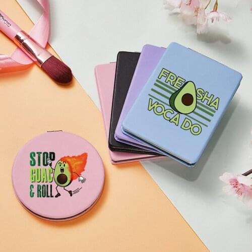 Cartoon Cute Avocado Makeup Mirror with Double Sides For Lady Portable Travel Magnifying Pocket Compact Cosmetic Vanity Mirrors