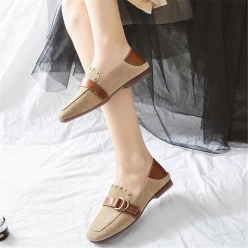 Leather womens shoes spring 2021 summer new soft bottom flat shoes a foot off the Korean version of the lazy fashion shoes
