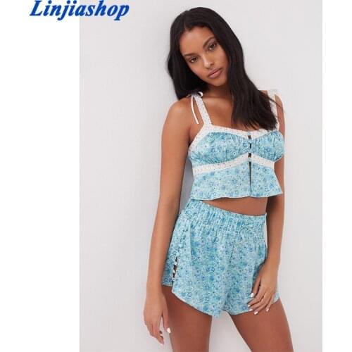 Deep V-neck Floral Print Summer Top Women Backless Sexy Slim Camisole Female Casual Streetwear Vest Summer Tank Top